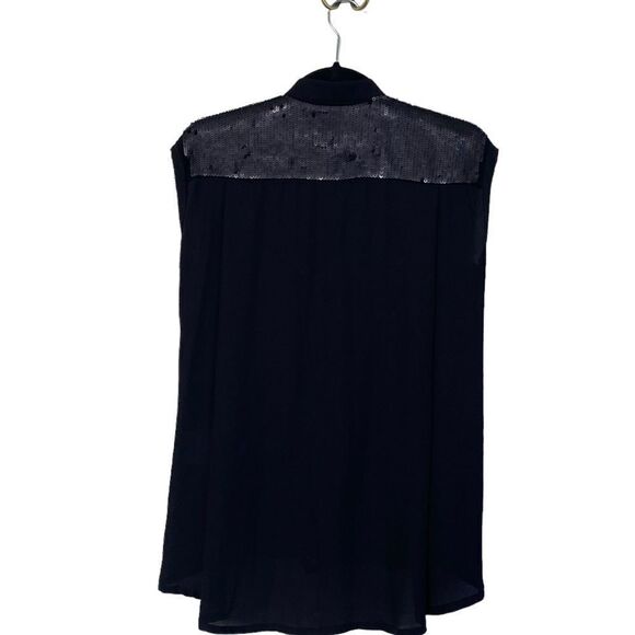 3.1 Phillip Lim Black 100% Silk Sequin Accent Sleeveless Blouse Sz 4 - Picture 6 of 16